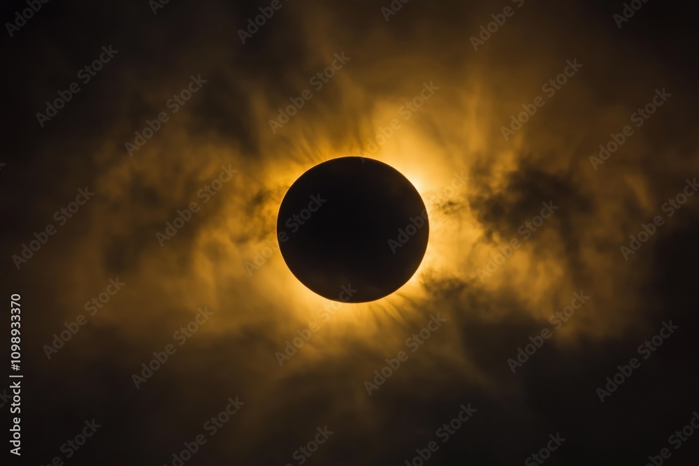 Obraz premium Total solar eclipse. The moon covers the sun
