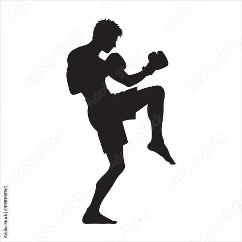 boxers silhouette on white background
