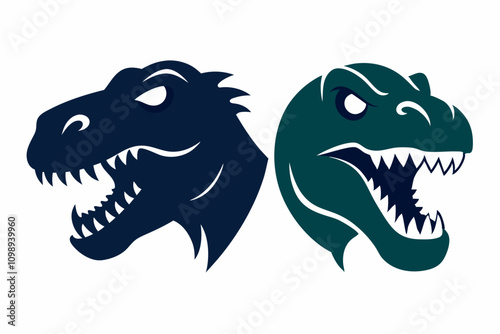 Dinosaur Heads Silhouettes vector illustration.