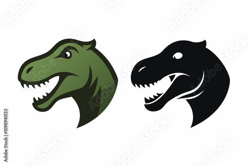 Dinosaur Heads Silhouettes vector illustration.