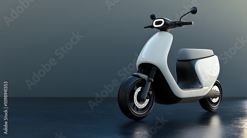 Electric scooter mockup with modern, sleek lines and reflective surface


