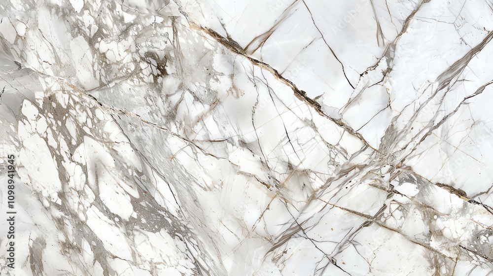 Obraz premium White marble texture with grey and brown veins.