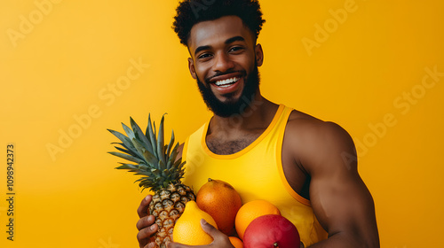 healthy fruits and eating for weight loss For athletes or exercisers teen On the background there is free space for text. photo