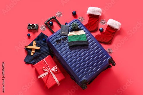 Suitcase with Christmas dec...