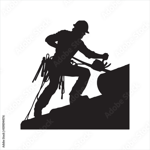 woodcutter climber silhouette on white background
