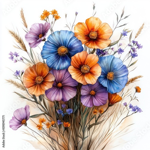 A vibrant bouquet of colorful flowers, showcasing nature's beauty and artistic expression.
