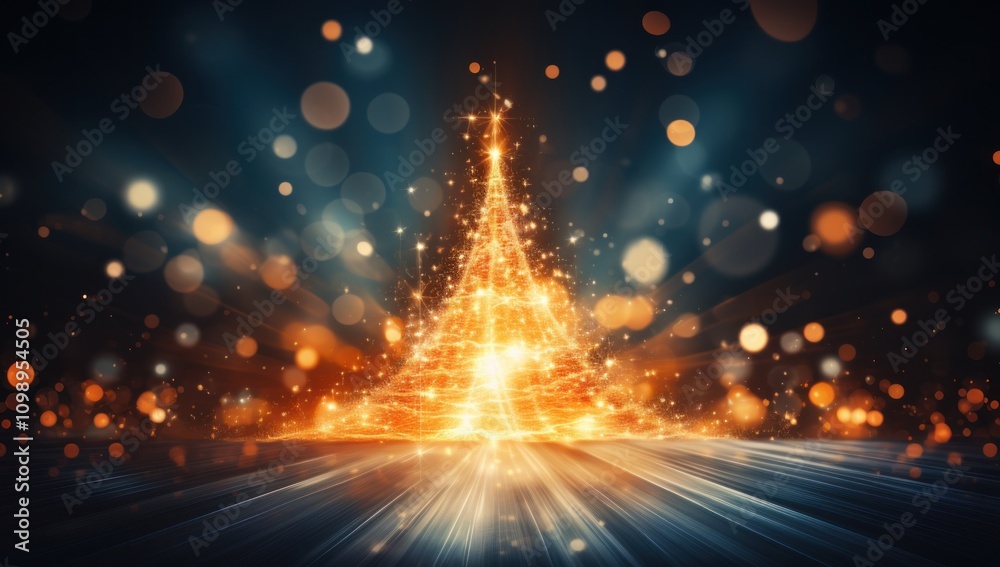 glowing Christmas tree made of shimmering lights