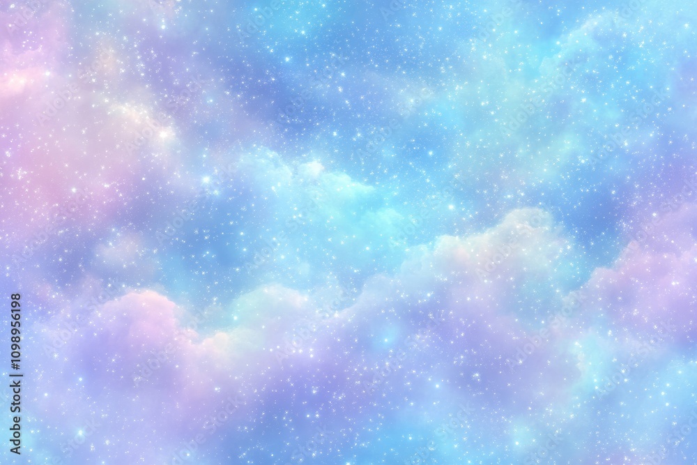 Obraz premium Fantasy Starry Background with Beautiful Soft Pastel Color Gradation in the Sky