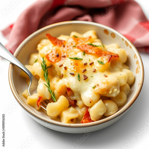 Wallpaper Mural French traditional potato gratin tartiflette of Savoie isolated on the white background Torontodigital.ca