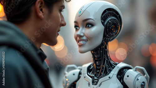 Female Robot in Love with Man