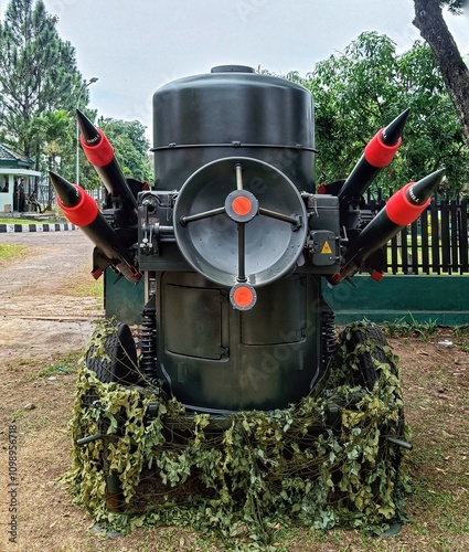 missile war machine with Special satellite dish radar photo