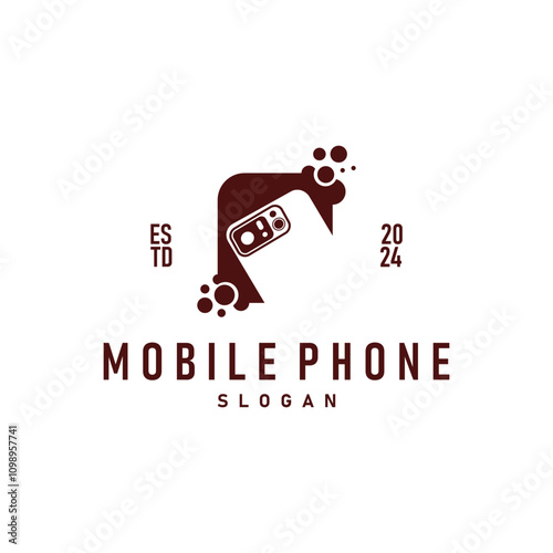 Smartphone logo communication electronic device, modern mobile phone design illustration template