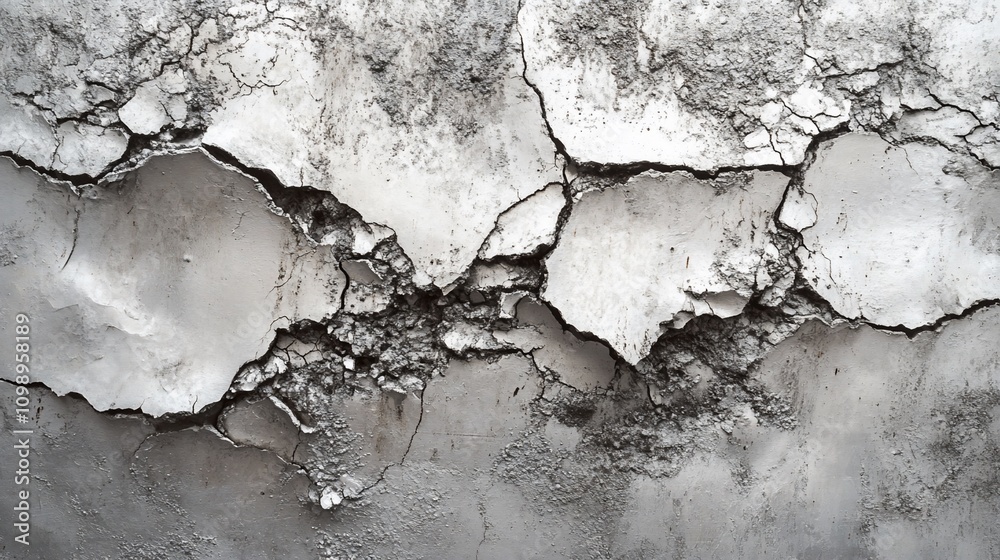 Obraz premium Close-up of cracked and peeling paint on a weathered surface.