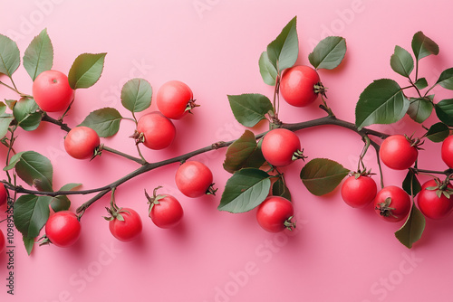 Rosehip Seeds Displayed on Delicate Pink Background for Organic Beauty Product Advertisements photo