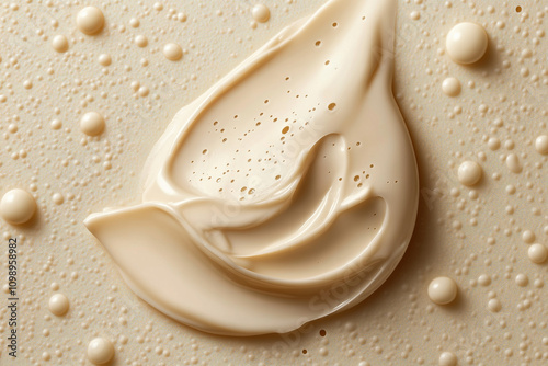 Close-Up View of Creamy Shea Butter Infused Skincare Cream on a Smooth Neutral Background for Beauty and Wellness Ads photo