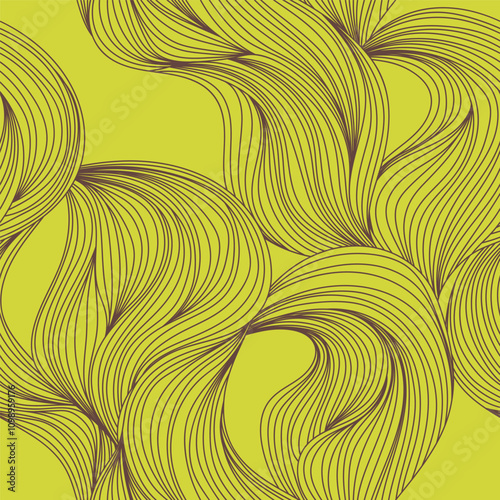 Abstract seamless pattern featuring flowing, wavy lines in a minimalist line ...