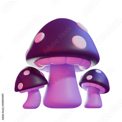 Mushrooms Cute Witchcraft 3D Icons