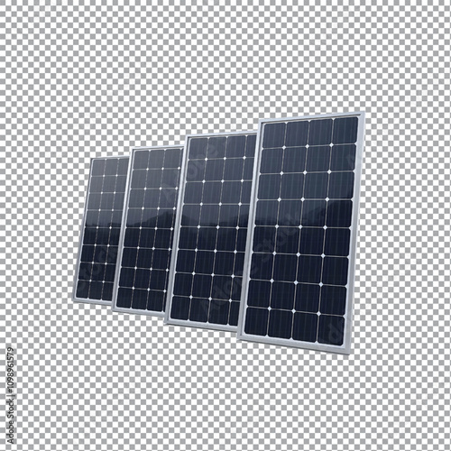 Solar panels on a transparent background