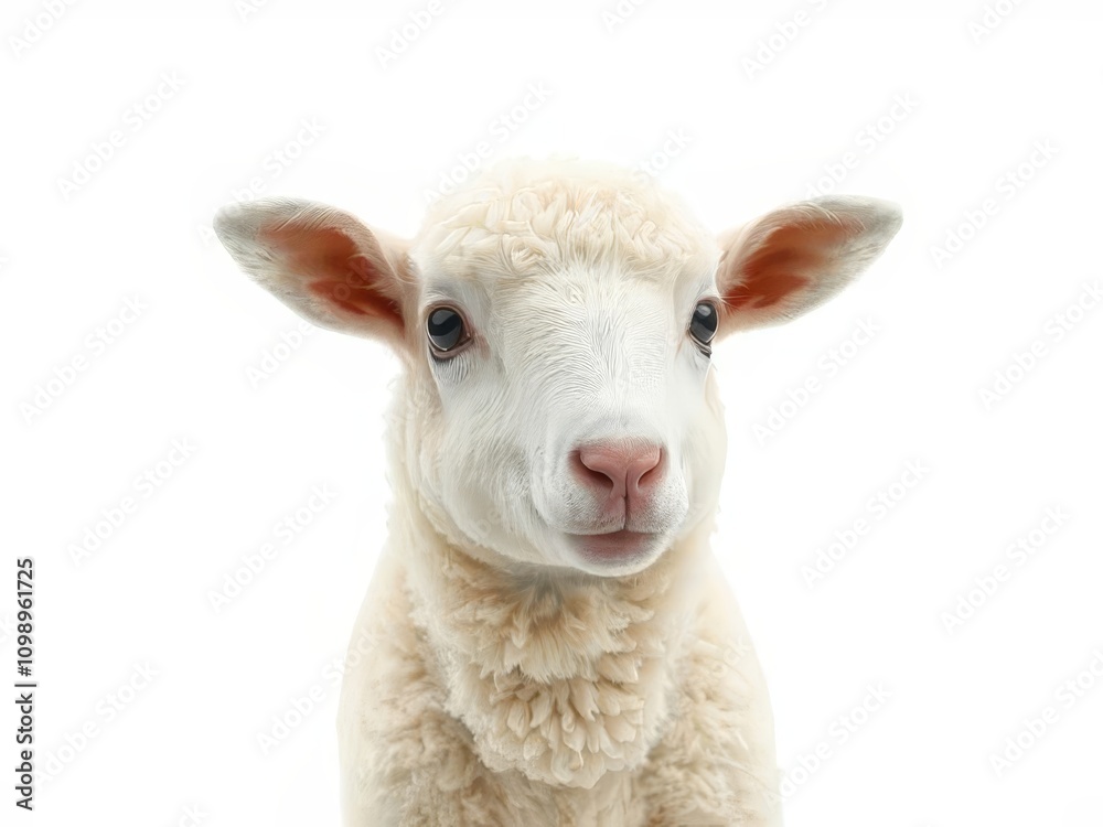 Obraz premium White sheep isolated in white background
