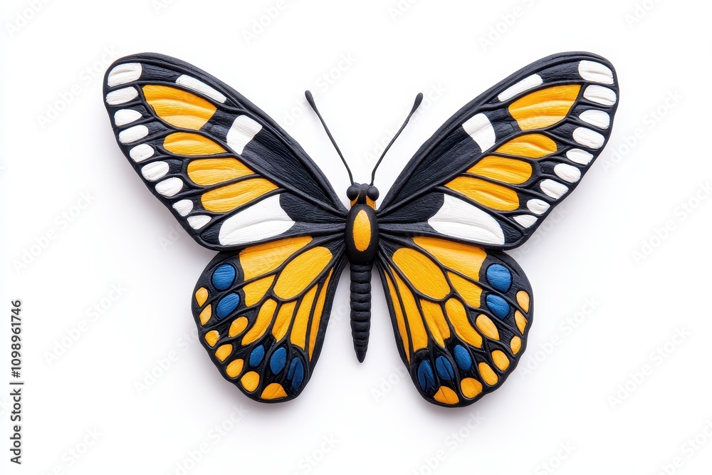Obraz premium Intricate Black and White Butterfly with Detailed Wing Pattern