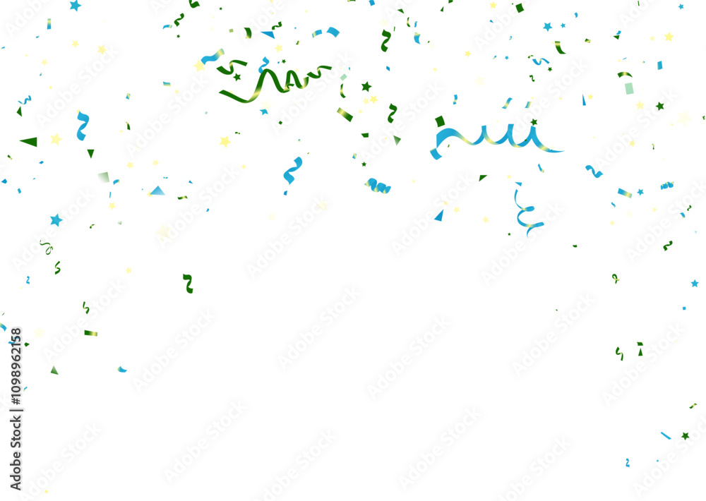 Naklejka premium Celebration background with confetti and ribbons. Vector illustration.