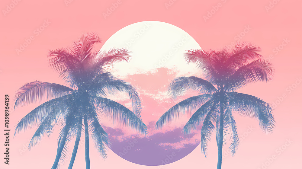 Obraz premium Retrowave full sun gradient vaporwave vector. Vaporwave. Illustration