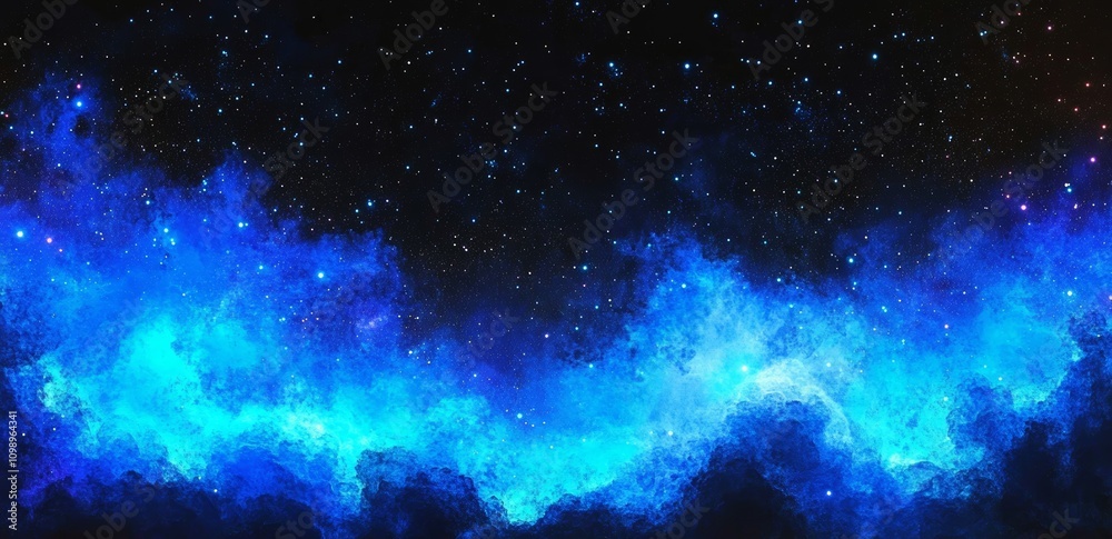 Fototapeta premium Blue Fire Illustration Background Horizontal Cool Dark