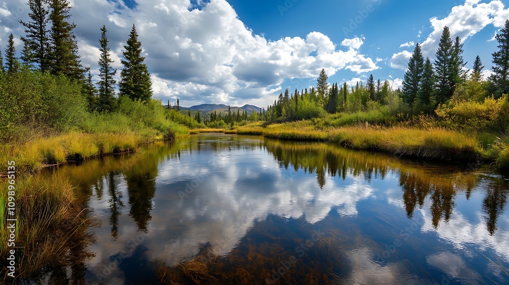 Fototapeta premium Scenic mountain lake reflection