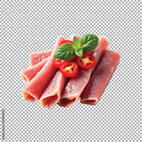 Fresh Butcher Meat Cuts with Parsley Leaves Isolated