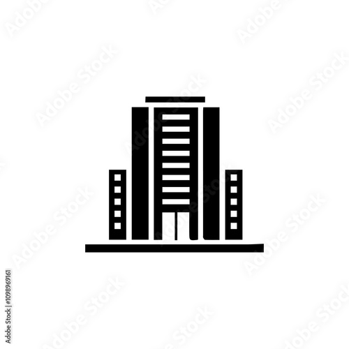 Simple Vector Icon of a Skyscraper – Logo Design Illustration