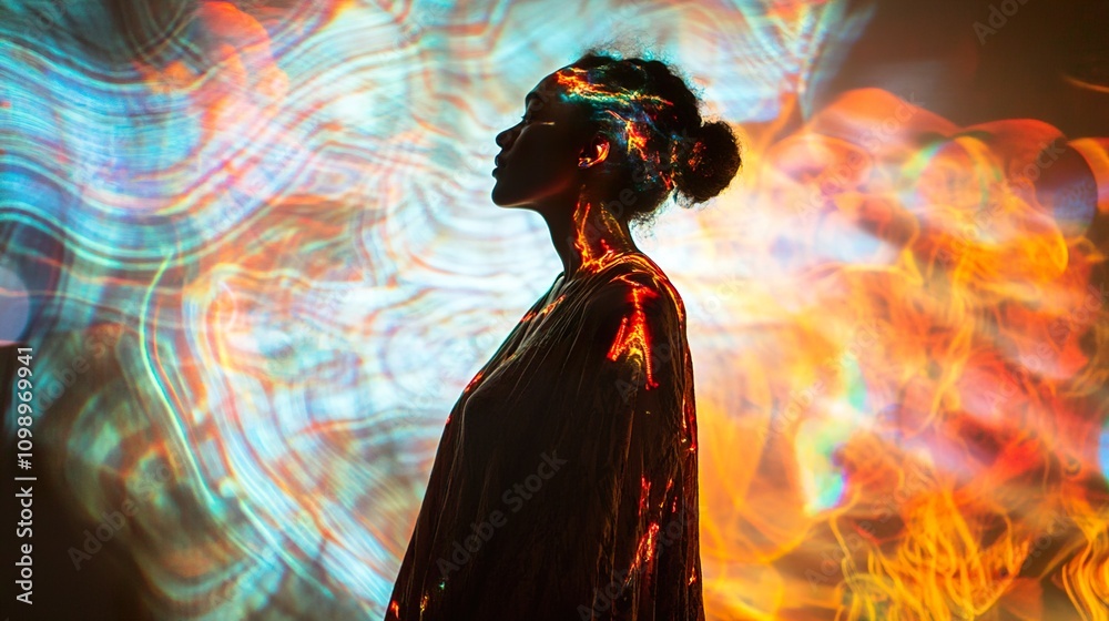 Fototapeta premium Inner Light: A Journey of Self-Discovery Through Vibrant Colors and Fluid Forms