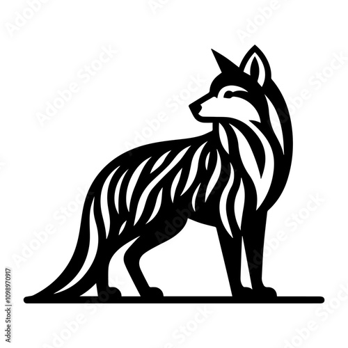 Simple Vector Icon of a Mexican Gray Wolf – Logo Design Illustration