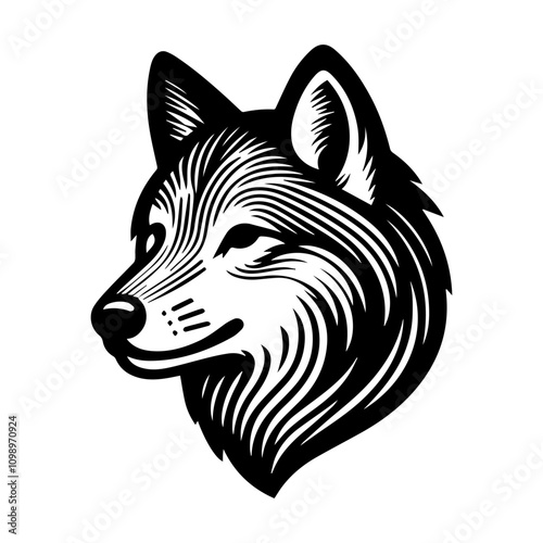 Simple Vector Icon of a Mexican Gray Wolf head – Logo Design Illustration