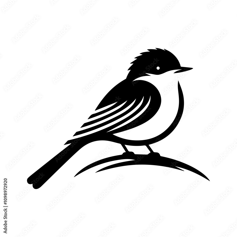 Obraz premium Simple Vector Icon of a Vermilion Flycatcher – Logo Design Illustration