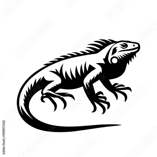 Simple Vector Icon of a iguana – Logo Design Illustration