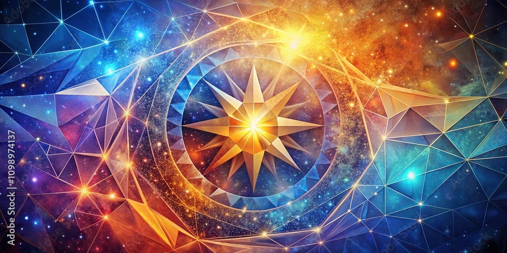 Fototapeta premium Abstract Cosmic Star Mandala Celestial Geometry and Radiant Light