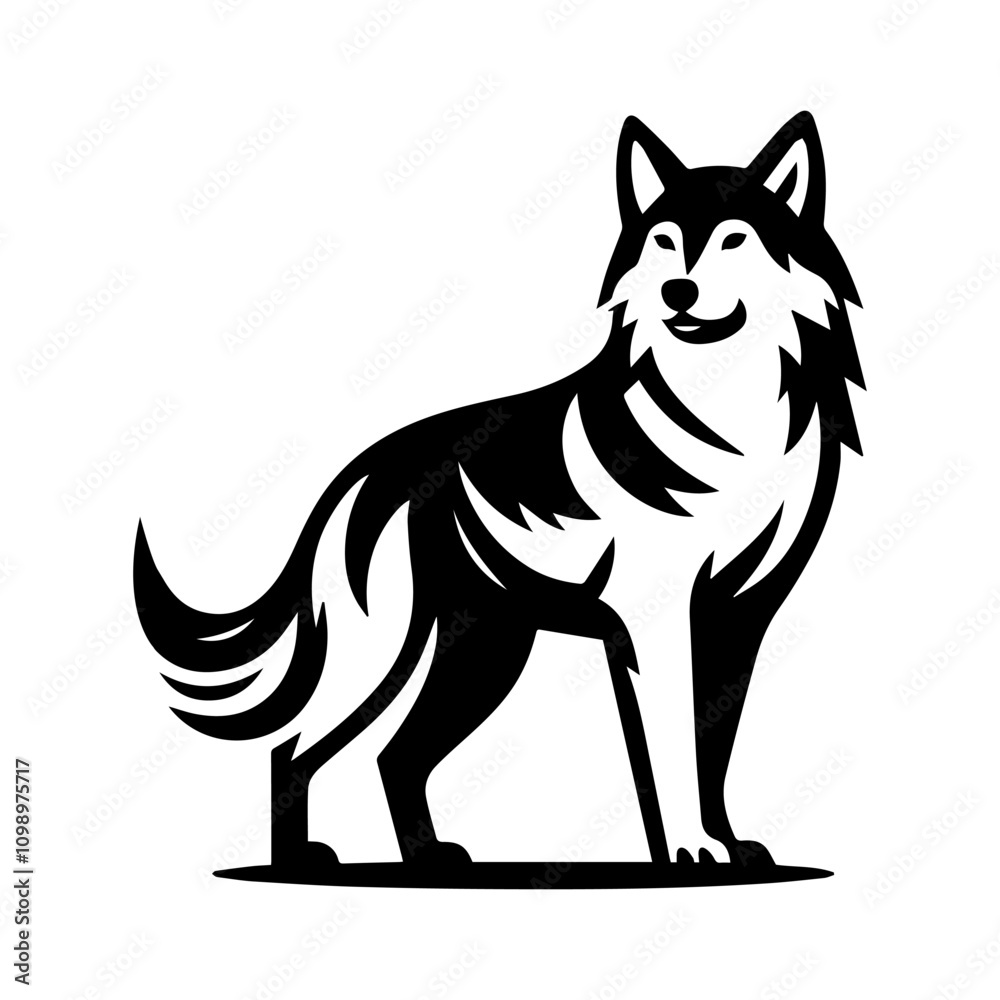 Obraz premium Simple Vector Icon of a Mexican Gray Wolf – Logo Design Illustration
