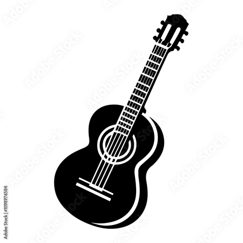 Simple Vector Icon of a Guitarrón – Logo Design Illustration