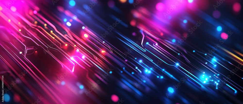 Fototapeta premium A colorful electronic circuit board with many small lights
