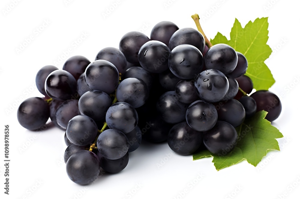 Fototapeta premium Black grapes on white background, Fresh Black grapes
