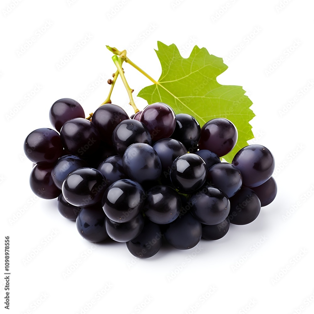 Fototapeta premium Black grapes fruit on white background