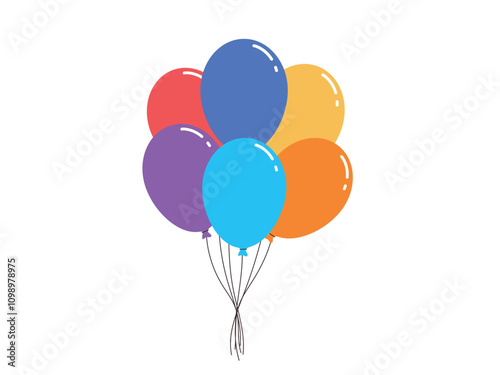 Air baloons bundle floating up, decor element, helium ornament
