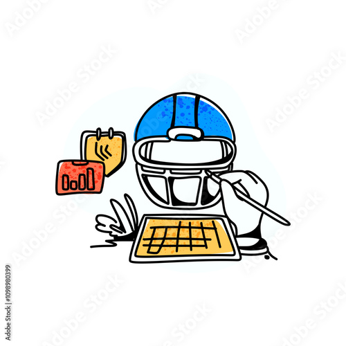 Modern line art illustration of the Super Bowl, ideal for advertising campaigns, social media graphics, and sports