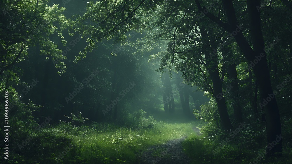 Obraz premium Misty Forest Path