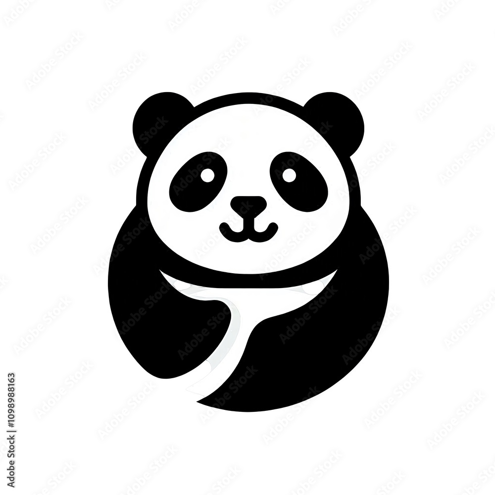 Fototapeta premium Illustration of a bear that is simple, minimalist, in black and white. Suitable for a logo or icon