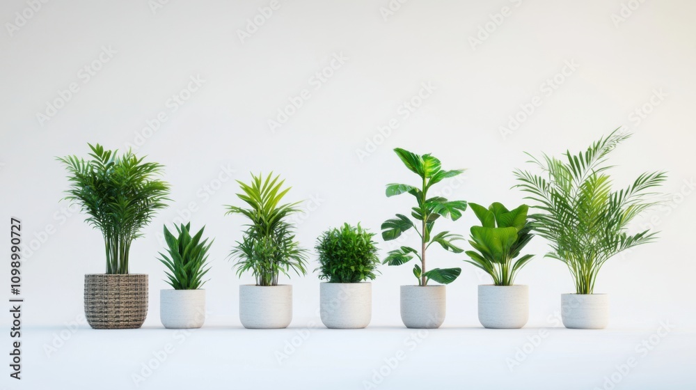 Fototapeta premium Modern Indoor Plants in Minimalist Pots for Home Decor Aesthetics