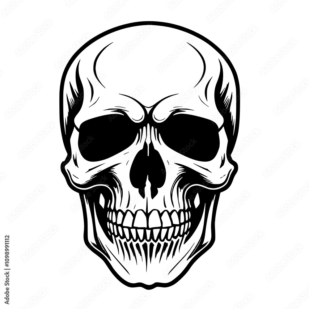 Obraz premium art hand drawn human skull