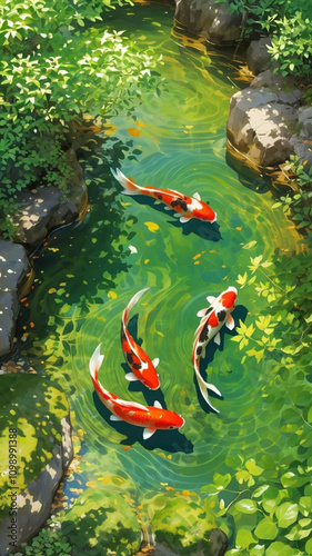 fish swimming in the pond