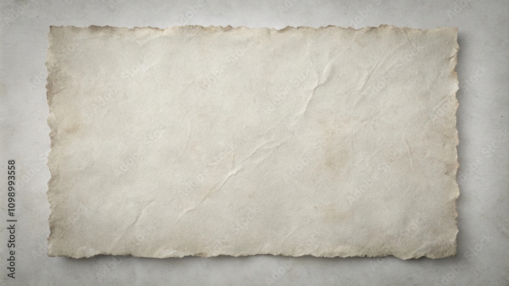 Obraz premium Aged, Textured, Irregularly Shaped Paper Sheet with Torn Edges on a Neutral Background