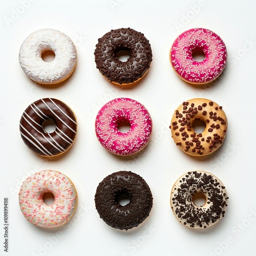 chocolate donuts isolated on white